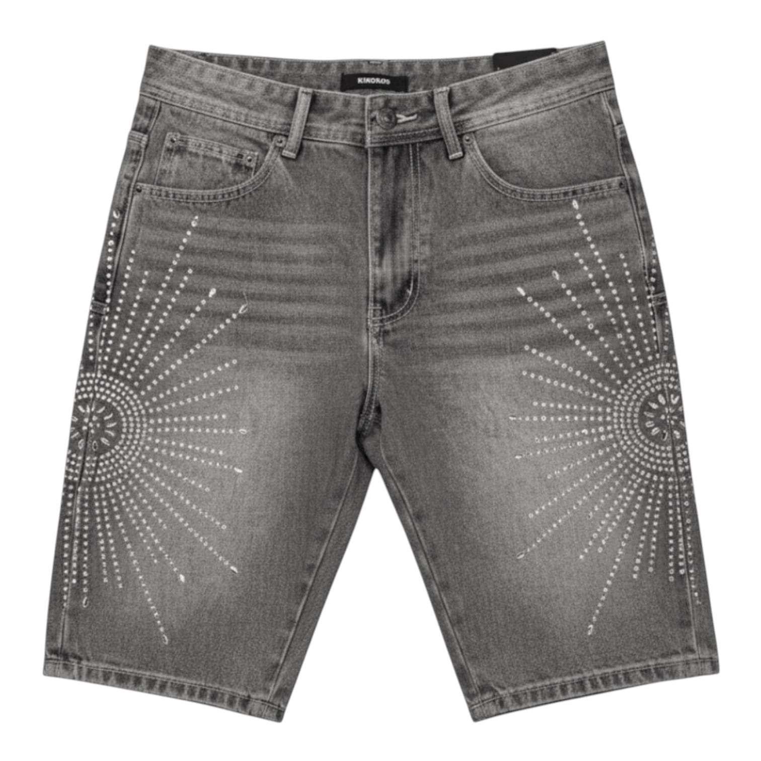 Kindred “Fireworks” Rhinestone Denim Shorts (Grey)